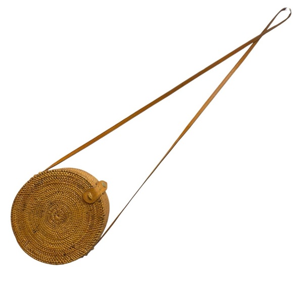 Novum Crafts Round Rattan Wicker Boho Summer Beach Crossbody Bag - Picture 4 of 9